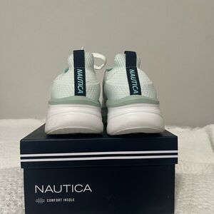 Nautica Mint Green and White Lightweight Knit Sneakers